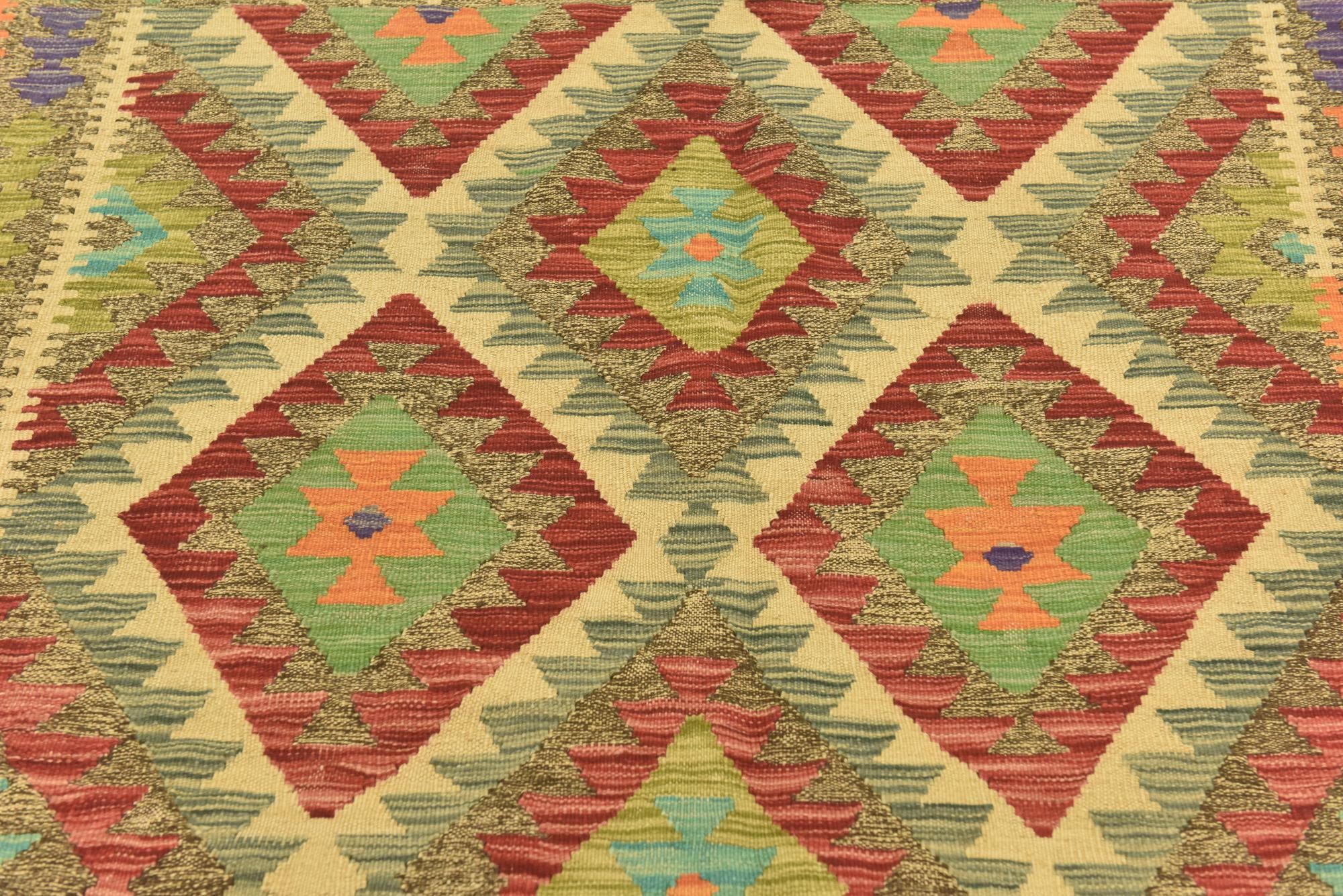 145cm x 210cm Hand Woven Kilim Maymana Wool Rug