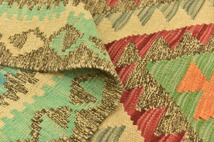 4' 10 x 6' 10 Hand Woven Kilim Maymana Wool Rug