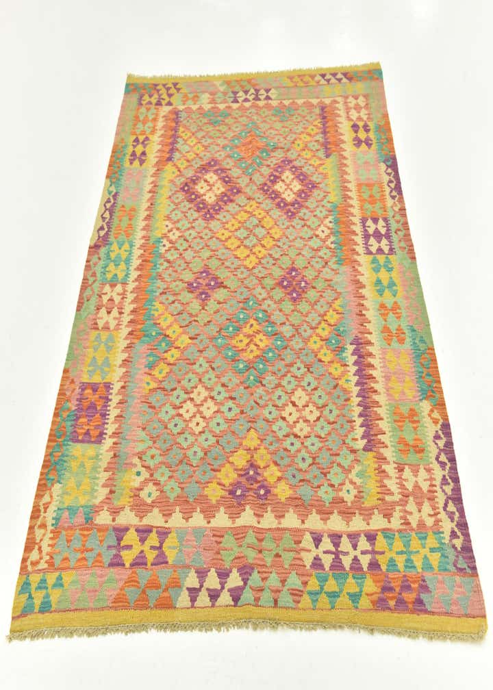 4' 9 x 6' 3 Hand Woven Kilim Maymana Wool Rug