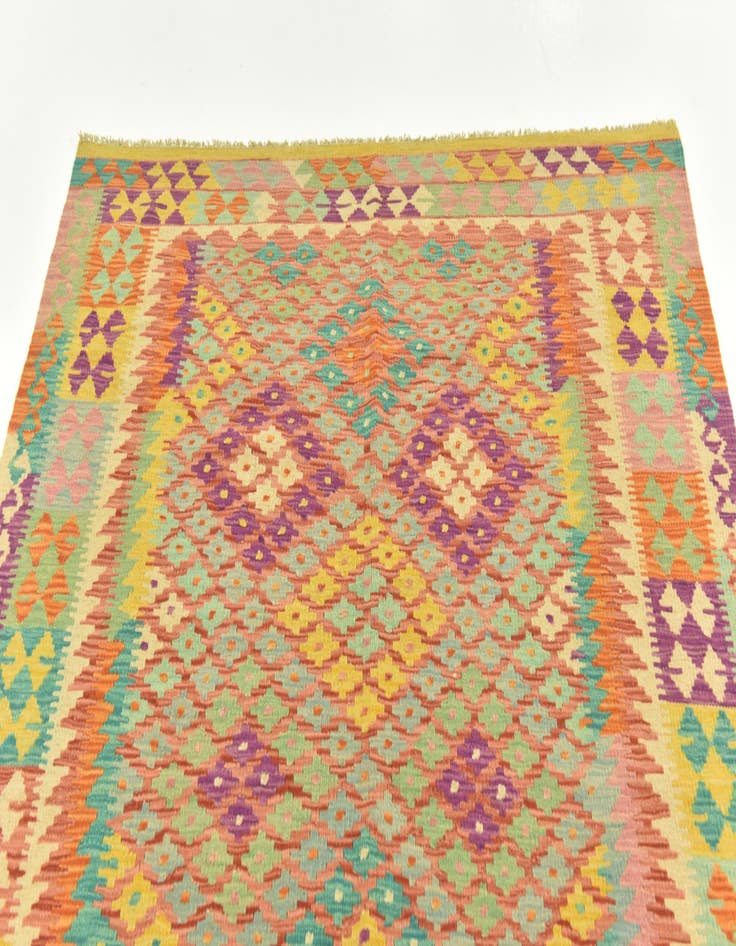 Detail image of 4' 9 x 6' 3 Hand Woven Kilim Maymana Wool Rug