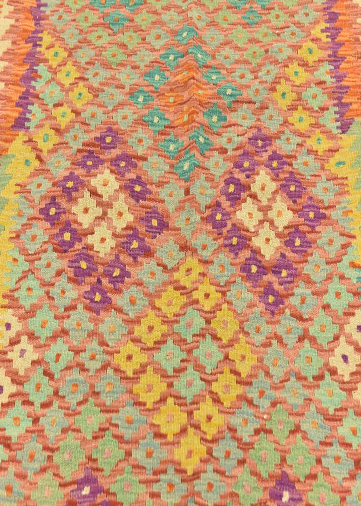 4' 9 x 6' 3 Hand Woven Kilim Maymana Wool Rug