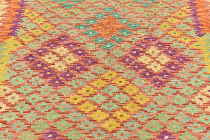 Detail image of 4' 9 x 6' 3 Hand Woven Kilim Maymana Wool Rug