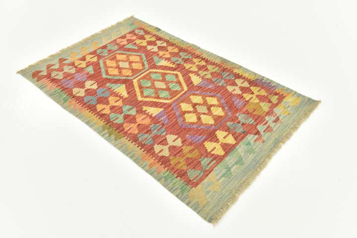 2' 6 x 4' Hand Woven Kilim Maymana Wool Rug