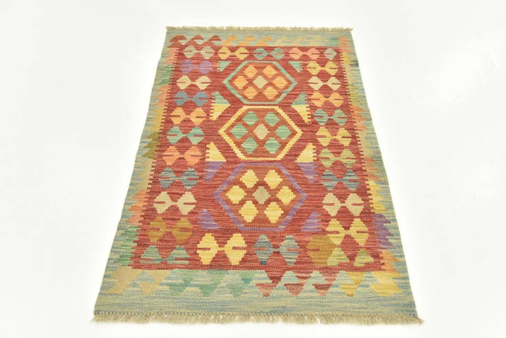 Detail image of 2' 6 x 4' Hand Woven Kilim Maymana Wool Rug