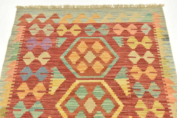 2' 6 x 4' Hand Woven Kilim Maymana Wool Rug