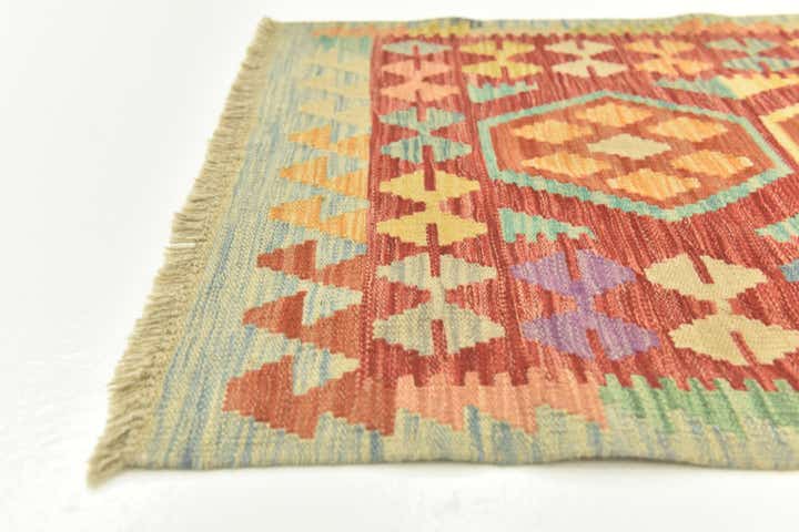 2' 6 x 4' Hand Woven Kilim Maymana Wool Rug
