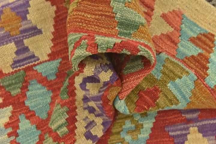 3' 5 x 5' 1 Hand Woven Kilim Maymana Wool Rug