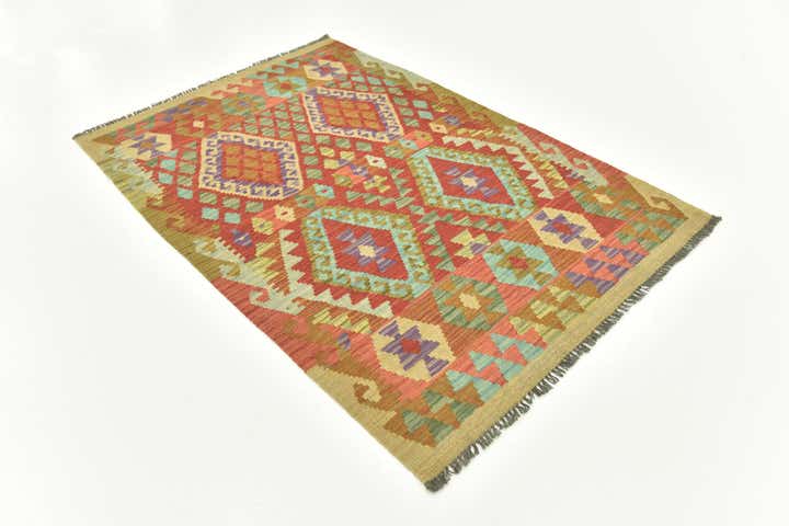 3' 5 x 5' 1 Hand Woven Kilim Maymana Wool Rug