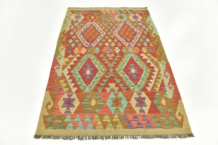 3' 5 x 5' 1 Hand Woven Kilim Maymana Wool Rug