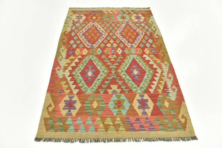 Detail image of 3' 5 x 5' 1 Hand Woven Kilim Maymana Wool Rug