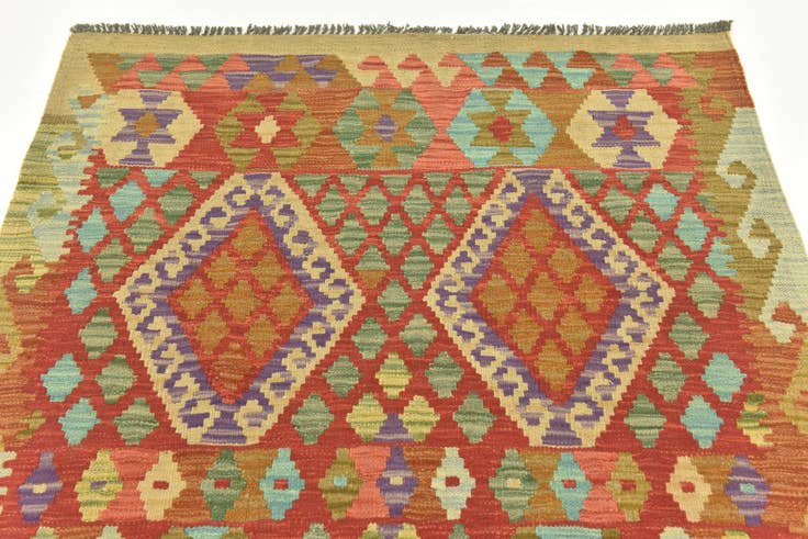 Detail image of 3' 5 x 5' 1 Hand Woven Kilim Maymana Wool Rug
