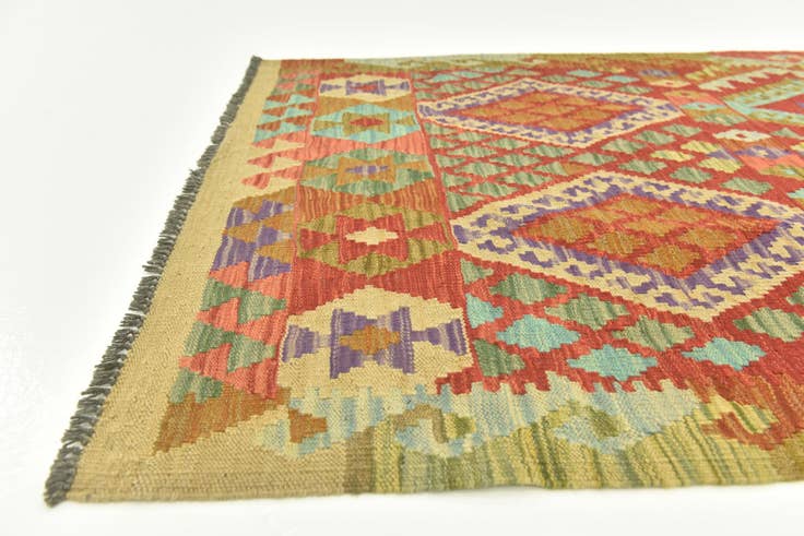 Detail image of 3' 5 x 5' 1 Hand Woven Kilim Maymana Wool Rug