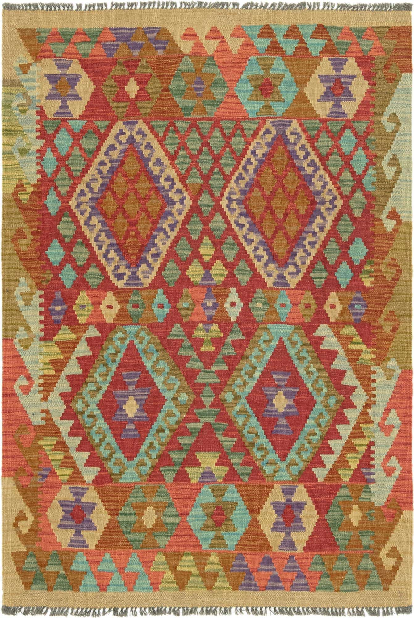 3' 5 x 5' 1 Hand Woven Kilim Maymana Wool Rug
