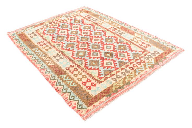 Detail image of 5' 2 x 6' 9 Hand Woven Kilim Maymana Wool Rug