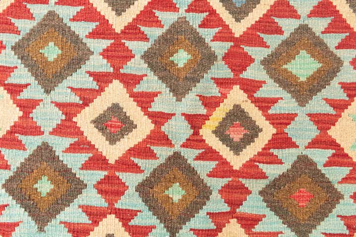 5' 2 x 6' 9 Hand Woven Kilim Maymana Wool Rug