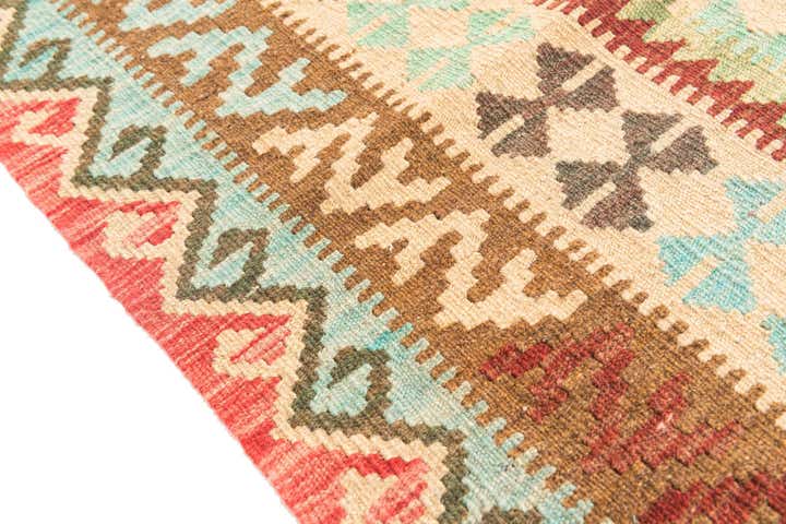 5' 2 x 6' 9 Hand Woven Kilim Maymana Wool Rug
