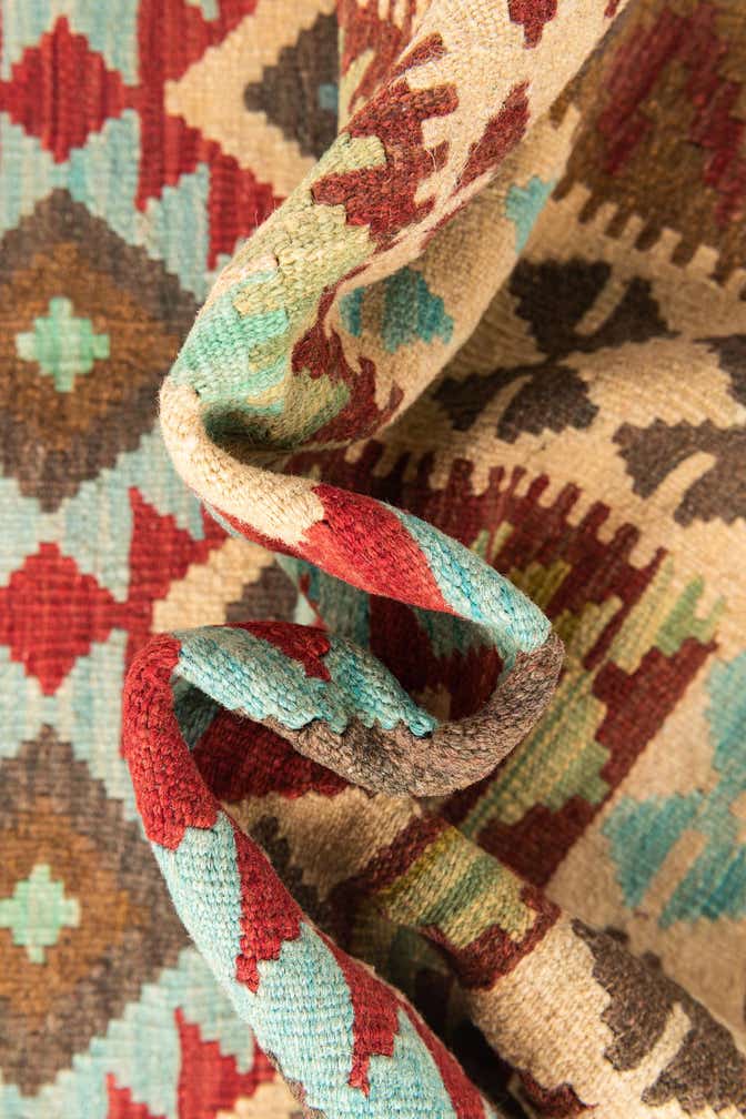 5' 2 x 6' 9 Hand Woven Kilim Maymana Wool Rug