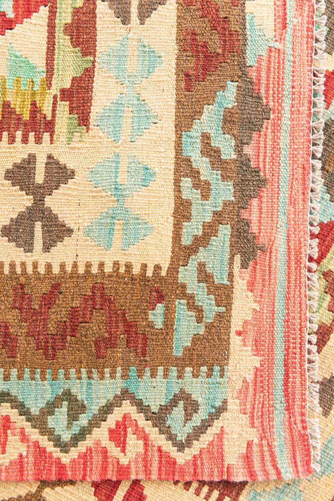 5' 2 x 6' 9 Hand Woven Kilim Maymana Wool Rug