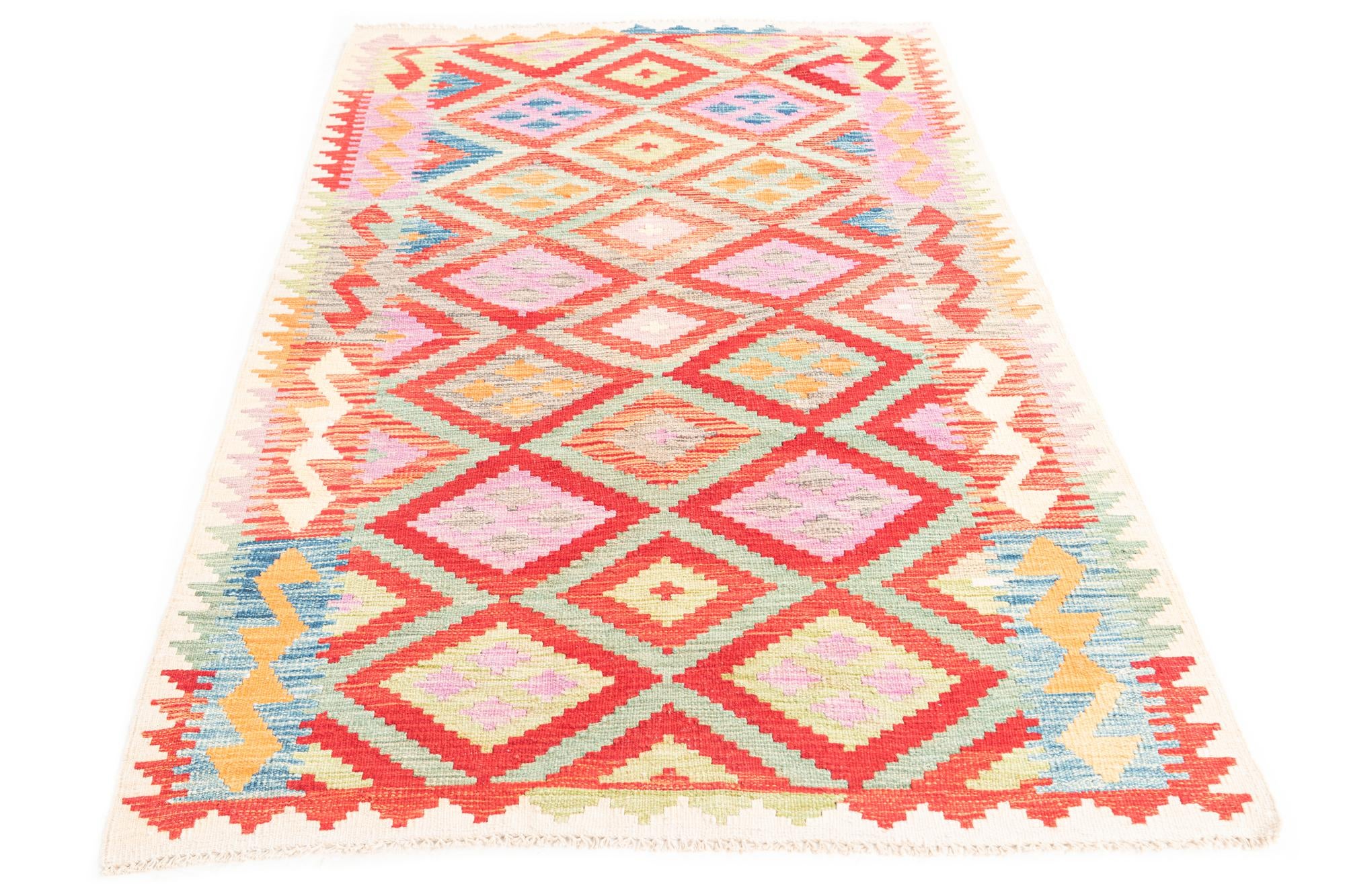 115cm x 180cm Tejido a mano Kilim Maymana Alfombra Lana