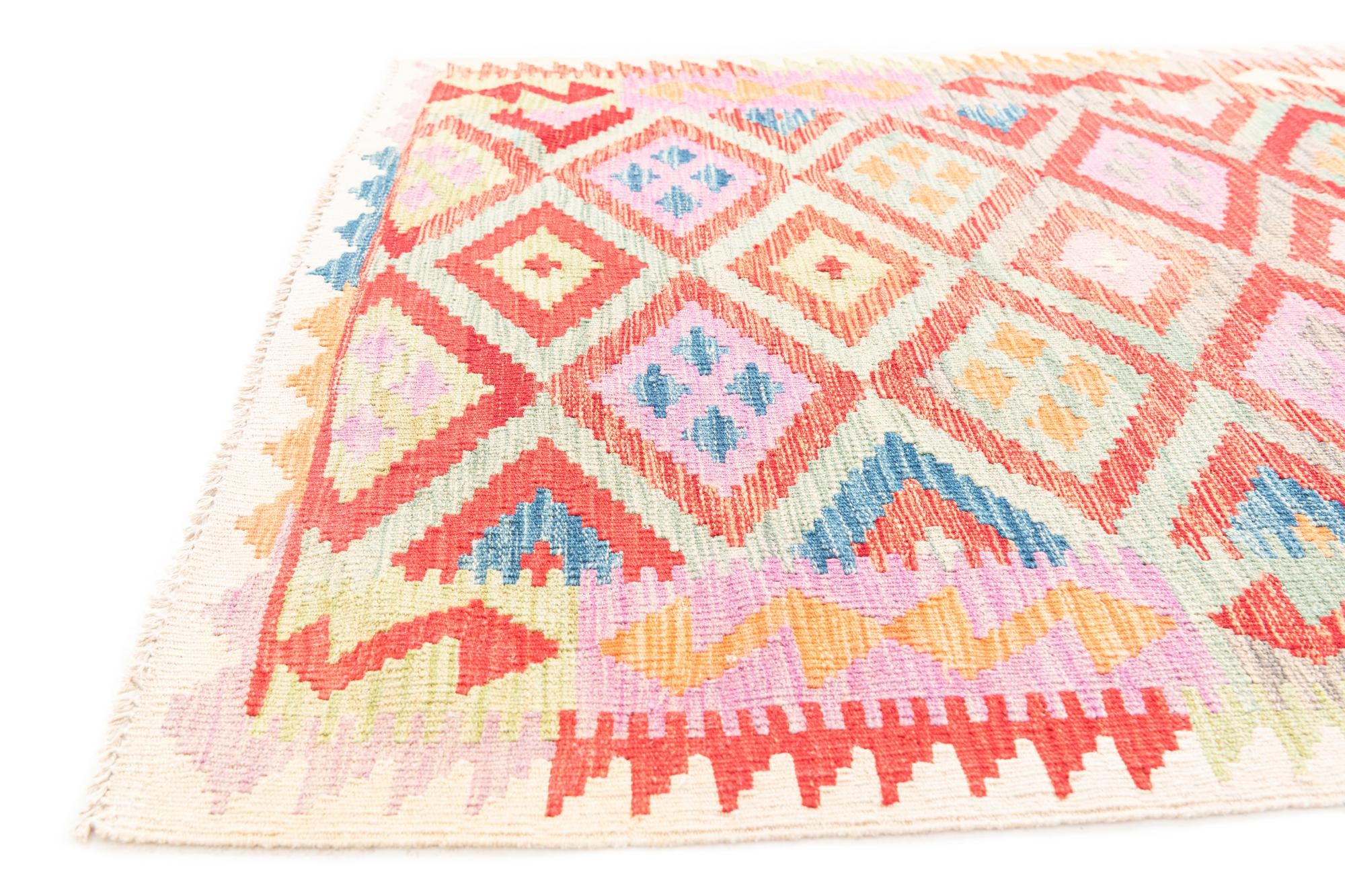 115cm x 180cm Tejido a mano Kilim Maymana Alfombra Lana