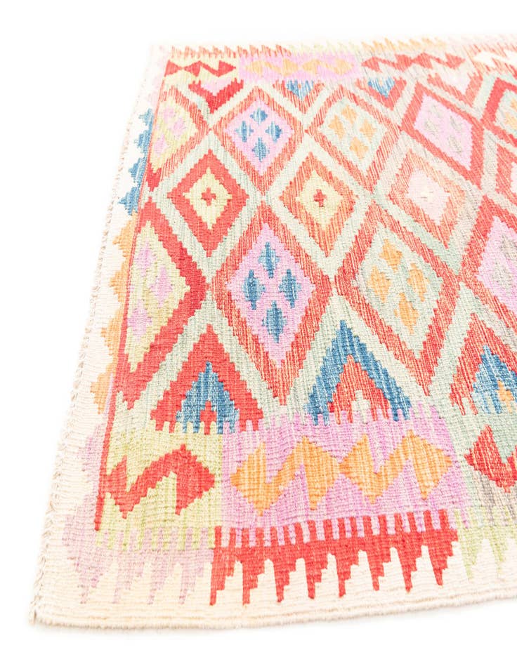 Detail image of 3' 9 x 5' 10 Hand Woven Kilim Maymana Wool Rug