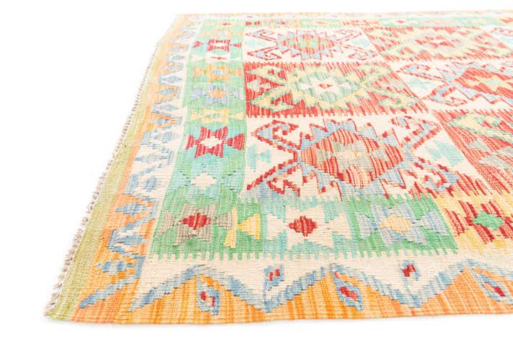 4' 10 x 6' 6 Hand Woven Kilim Maymana Wool Rug