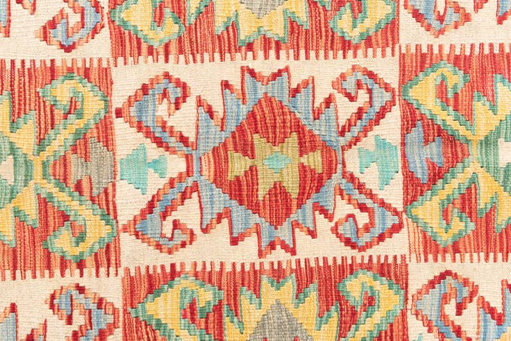 Detail image of 4' 10 x 6' 6 Hand Woven Kilim Maymana Wool Rug