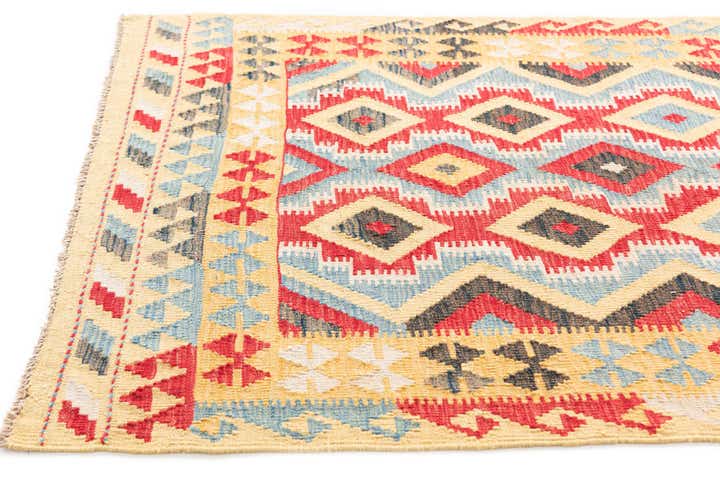 4' x 5' 5 Hand Woven Kilim Maymana Wool Rug