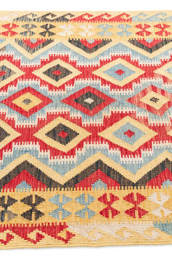 4' x 5' 5 Hand Woven Kilim Maymana Wool Rug