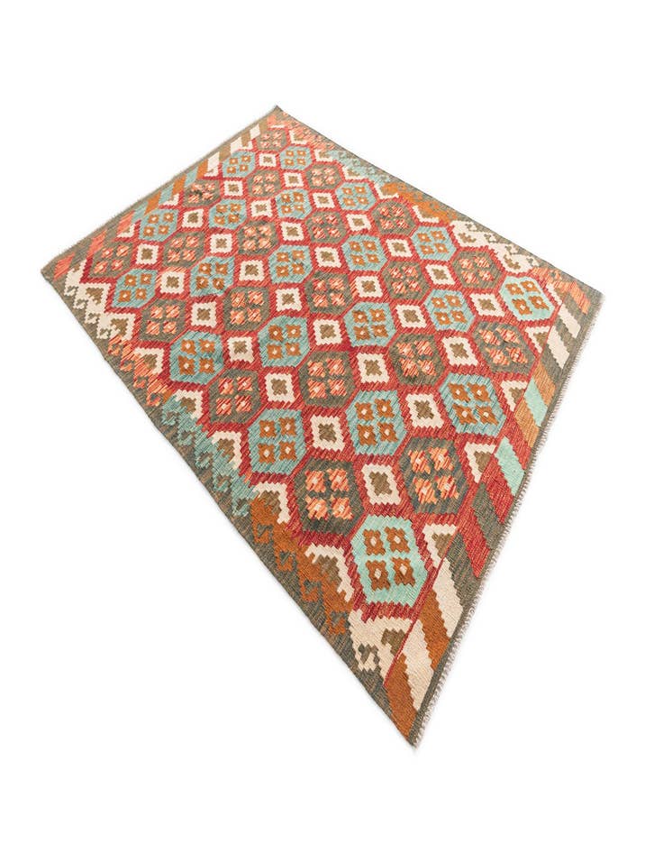 Detail image of 5' x 6' 6  Hand Woven Kilim Maymana Wool Rug