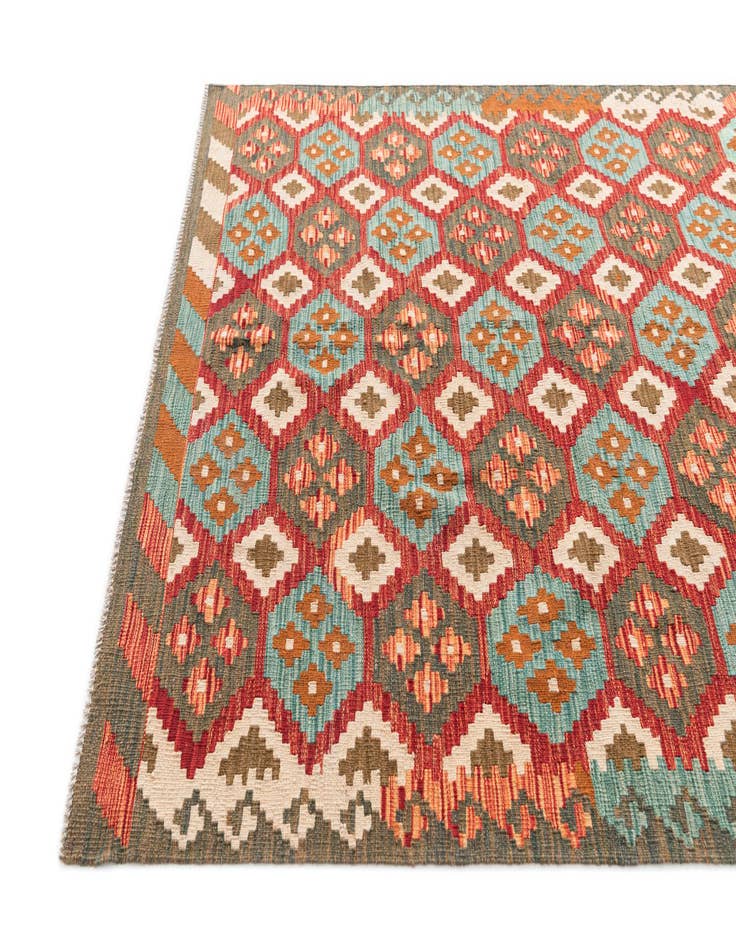 Detail image of 5' x 6' 6  Hand Woven Kilim Maymana Wool Rug
