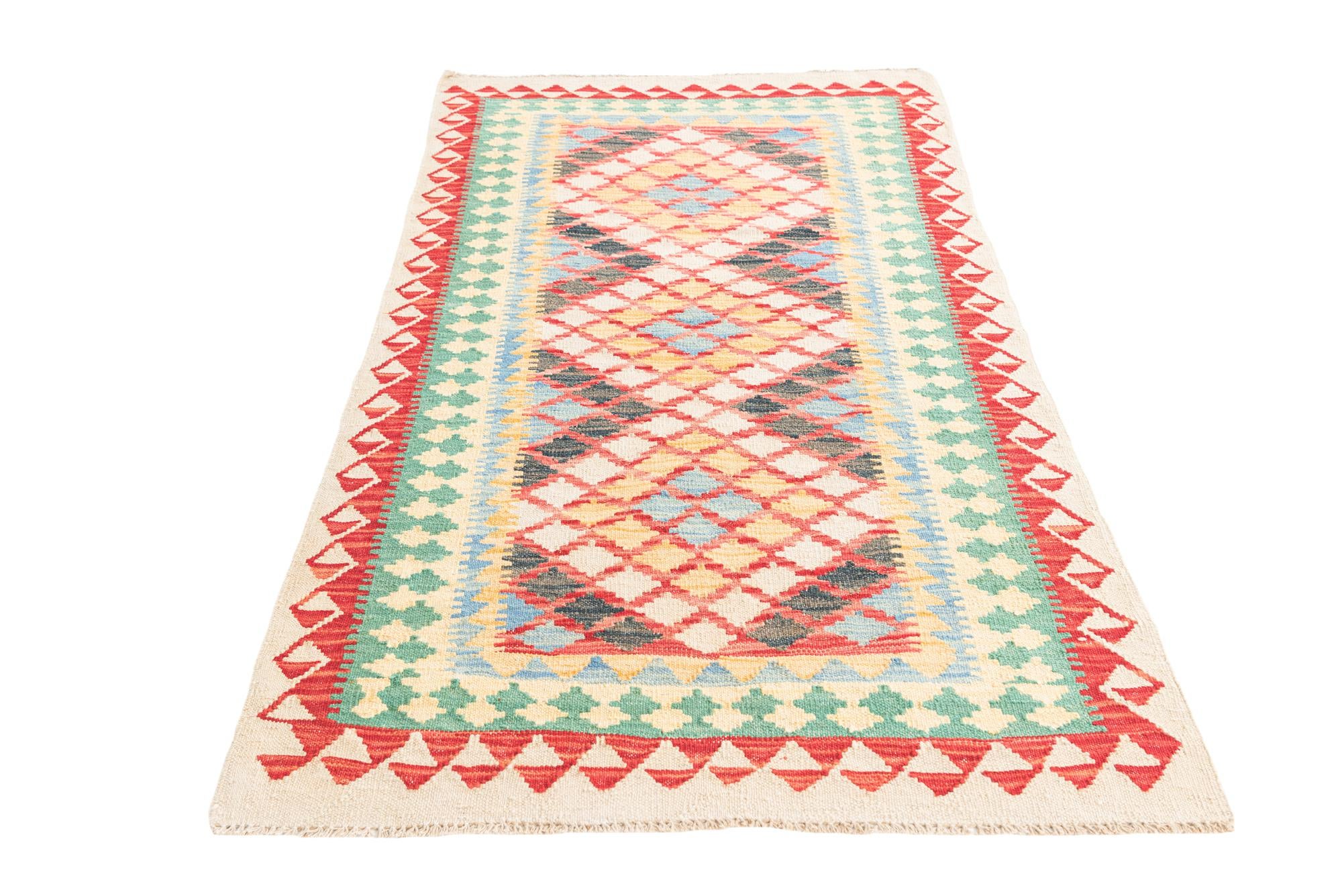 3' 3 x 6' 1 Hand Woven Kilim Maymana Wool Rug