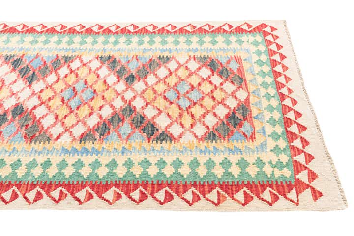 3' 3 x 6' 1 Hand Woven Kilim Maymana Wool Rug