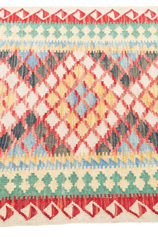 3' 3 x 6' 1 Hand Woven Kilim Maymana Wool Rug