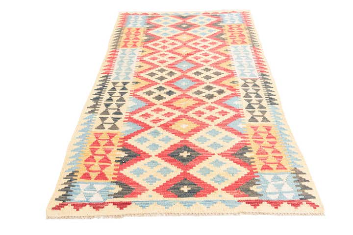 3' 3 x 6' 1 Hand Woven Kilim Maymana Wool Rug