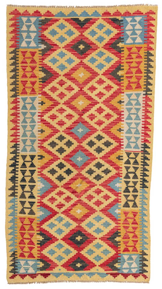 Detail image of 3' 3 x 6' 1 Hand Woven Kilim Maymana Wool Rug