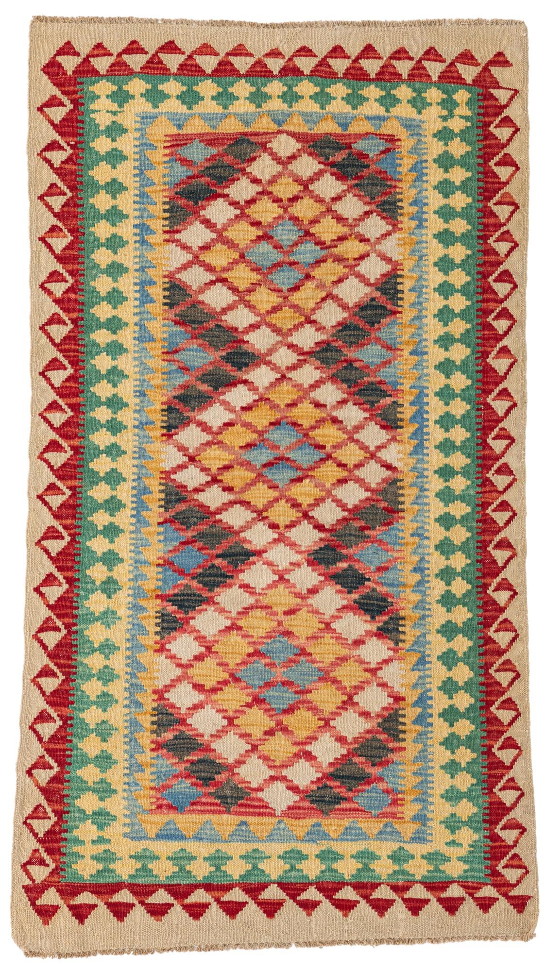 3' 2 x 5' 9 Hand Woven Kilim Maymana Wool Rug