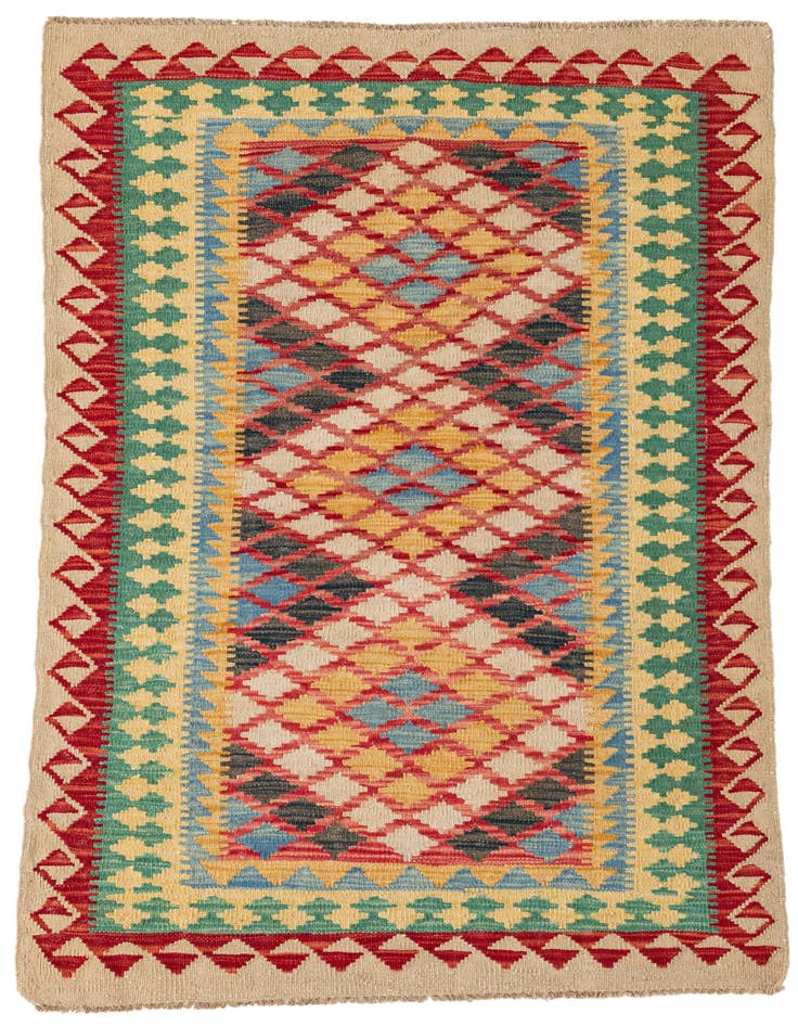 Detail image of 3' 2 x 5' 9 Hand Woven Kilim Maymana Wool Rug