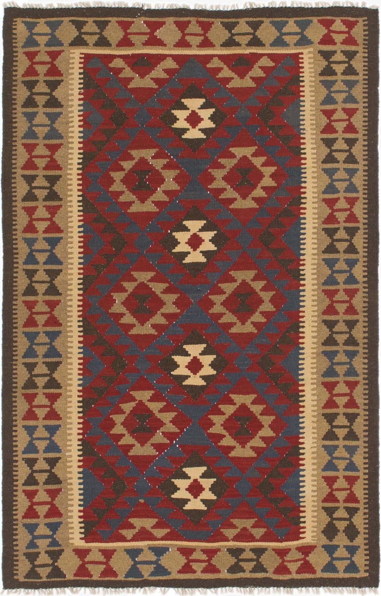 5' 2 x 8'  Hand Woven Kilim Maymana Wool Rug