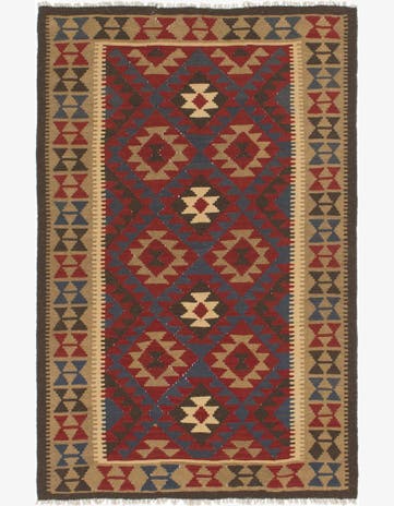 5' 2 x 8' Hand Woven Kilim Maymana Wool Rug