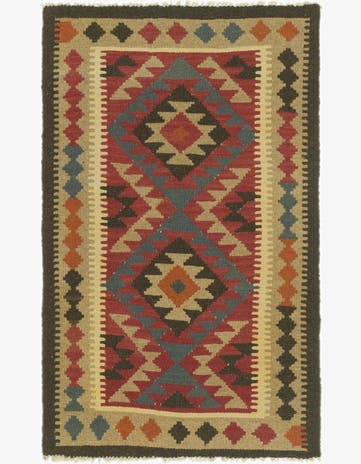 3' 2 x 5' Hand Woven Kilim Maymana Wool Rug