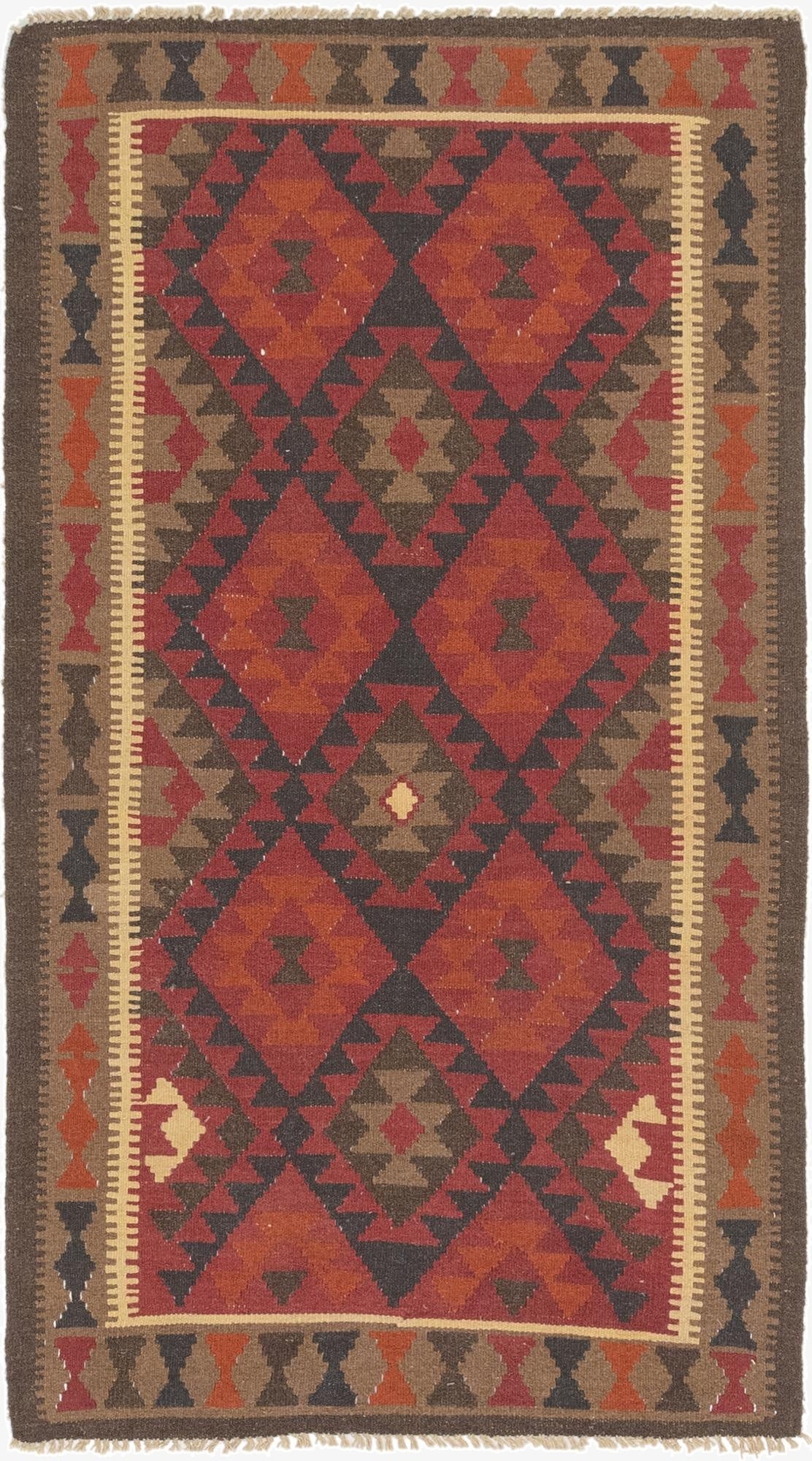 3' 7 x 6' 7  Hand Woven Kilim Maymana Wool Rug