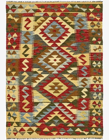 3' 2 x 5' Hand Woven Kilim Maymana Wool Rug