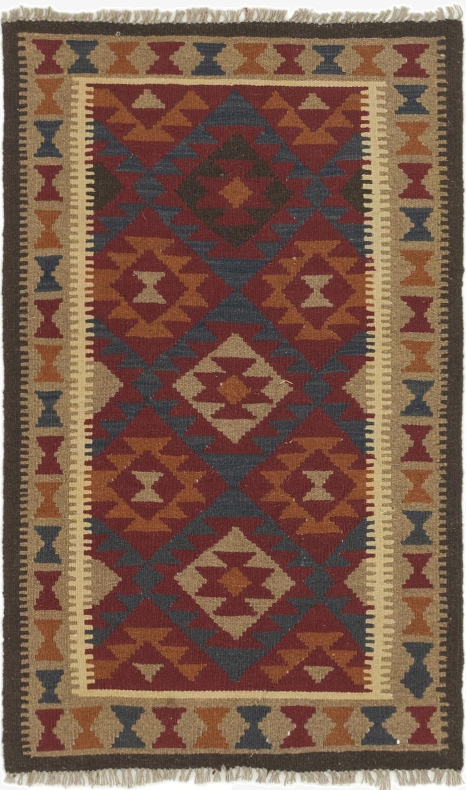 2' 9 x 4' 5  Hand Woven Kilim Maymana Wool Rug