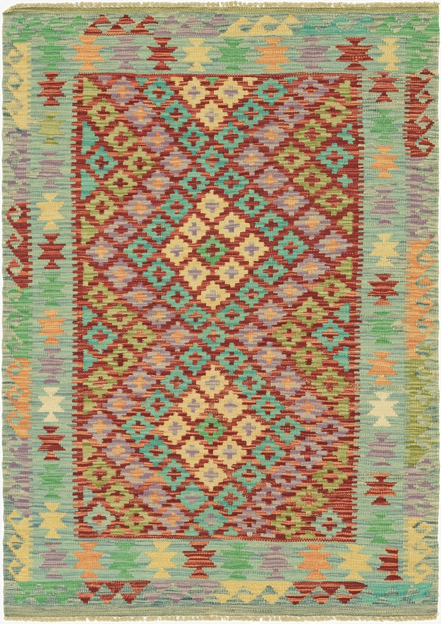 3' 6 x 5' 1  Hand Woven Kilim Maymana Wool Rug