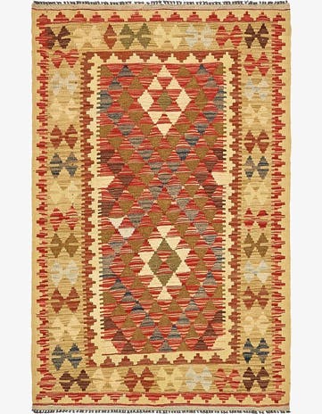 3' 2 x 5' Hand Woven Kilim Maymana Wool Rug