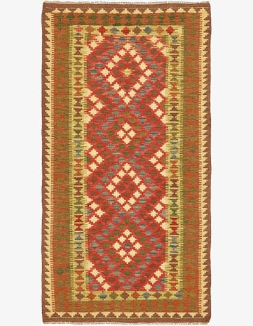 3' 4 x 6' 3 Hand Woven Kilim Maymana Wool Rug