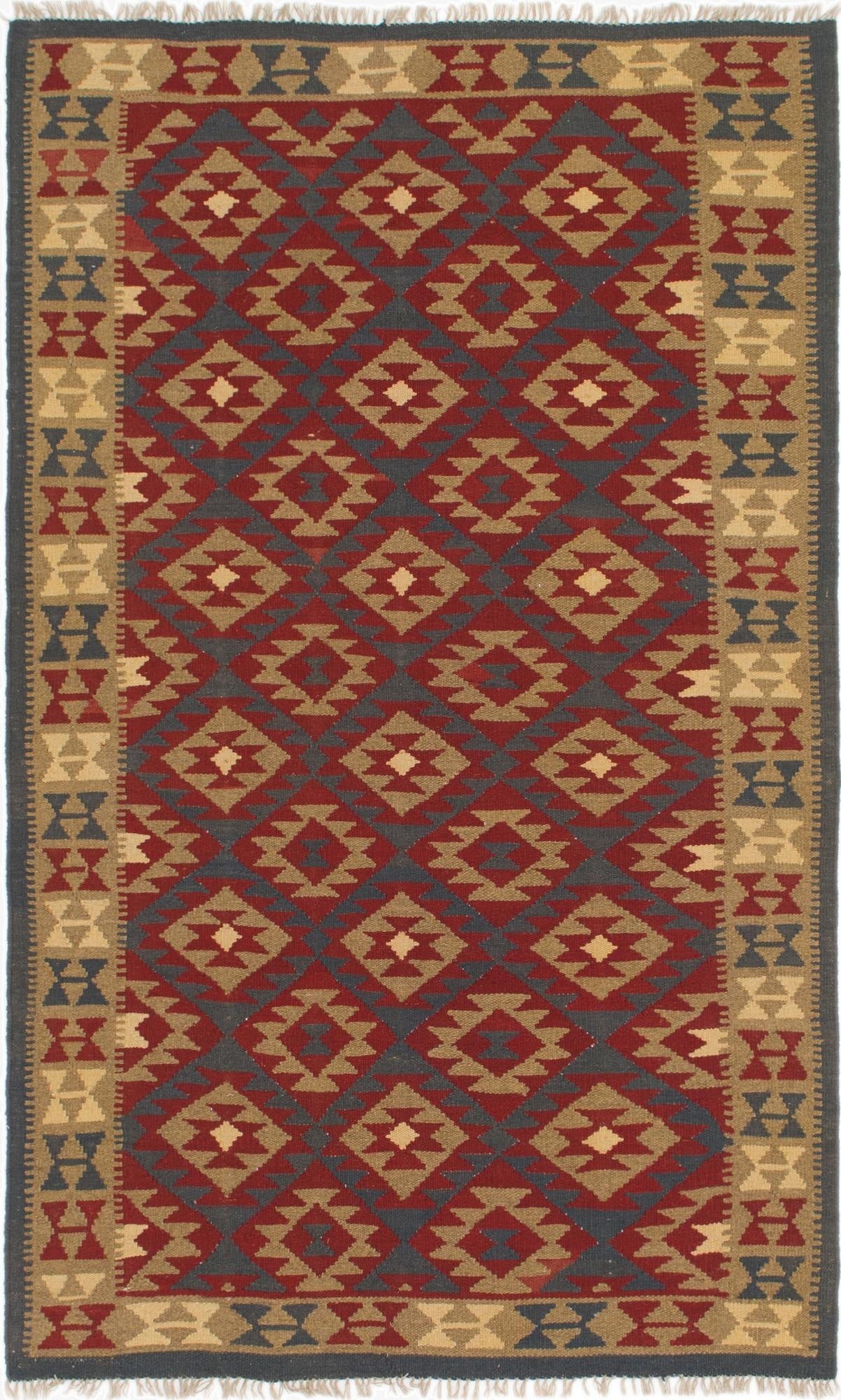 4' 10 x 8' 3  Hand Woven Kilim Maymana Wool Rug