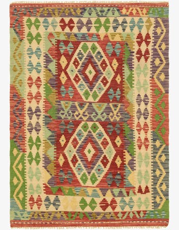 3' 5 x 5' Hand Woven Kilim Maymana Wool Rug