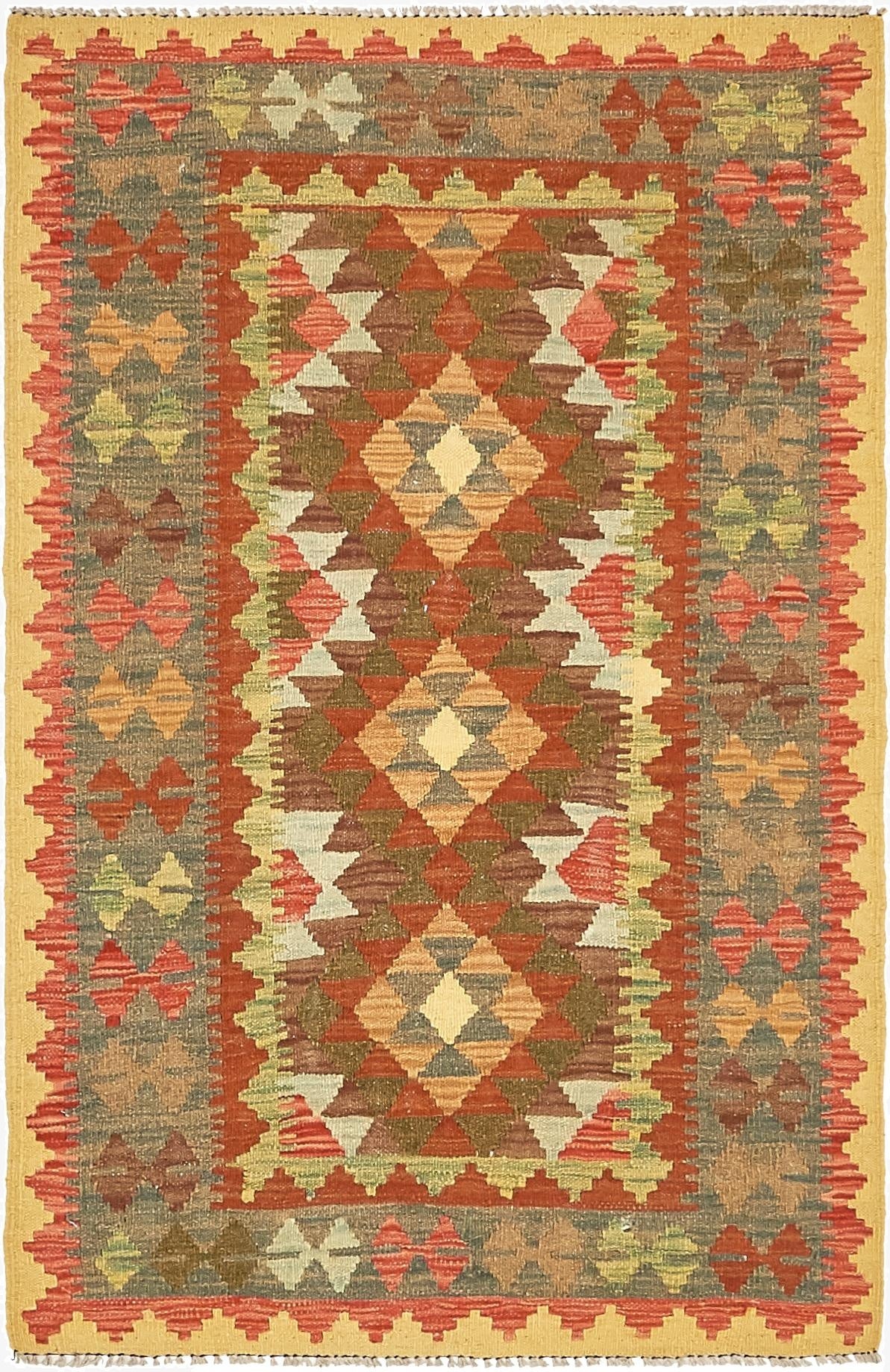 3' 3 x 5'  Hand Woven Kilim Maymana Wool Rug